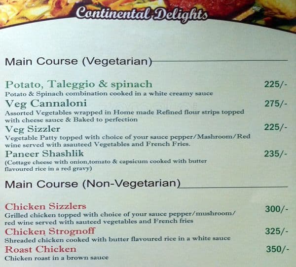 Menu at Hotel Landmark, Ranchi