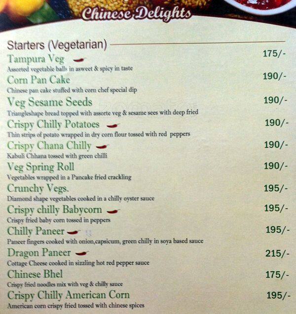 Menu at Hotel Landmark, Ranchi