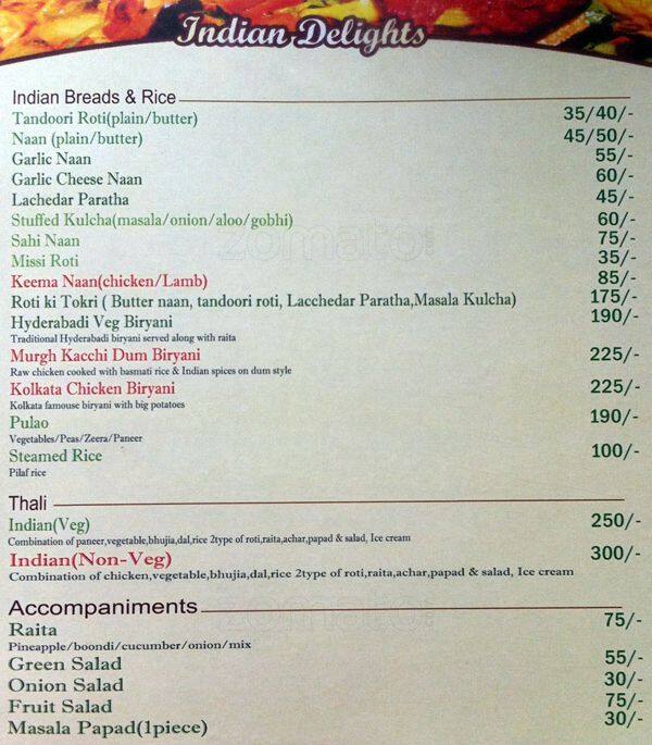 Menu at Hotel Landmark, Ranchi