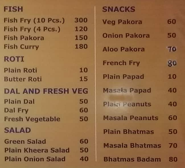 Kullu Manali Restaurant menu