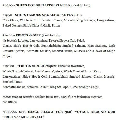 Menu at Brass Monkey Shore pub & bar, Edinburgh, 44 Queen Charlotte St