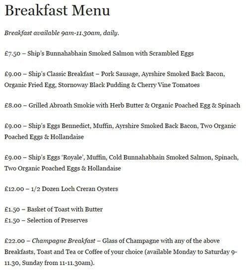 Menu at Brass Monkey Shore pub & bar, Edinburgh, 44 Queen Charlotte St