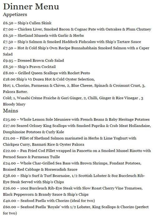 Menu at Brass Monkey Shore pub & bar, Edinburgh, 44 Queen Charlotte St