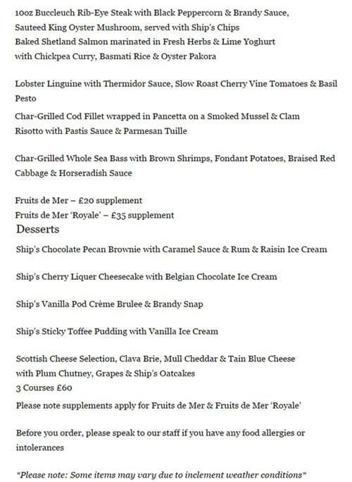 Menu at Brass Monkey Shore pub & bar, Edinburgh, 44 Queen Charlotte St