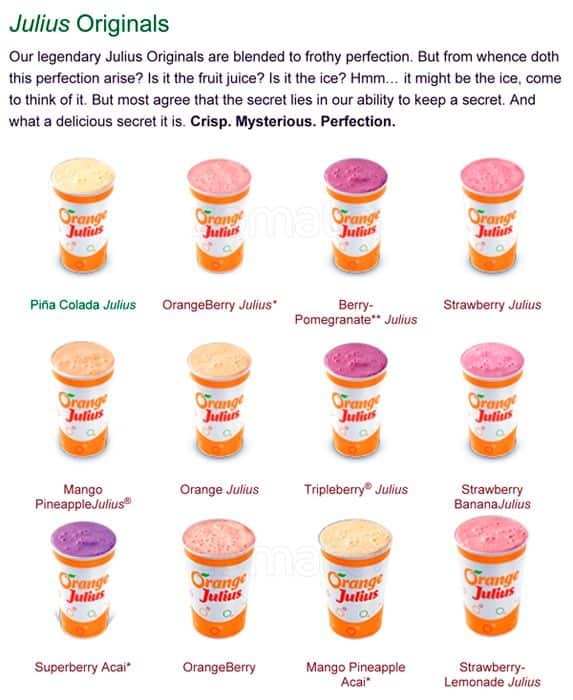 Orange Julius Menu, Menu for Orange Julius, Mississauga, Toronto Urbanspoon/Zomato