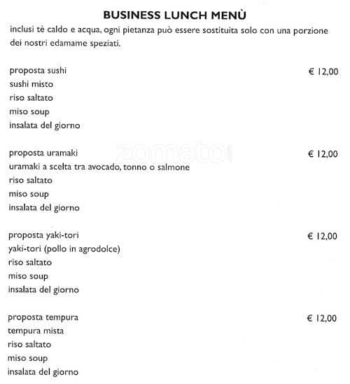 Menu di Spazio Sushi 