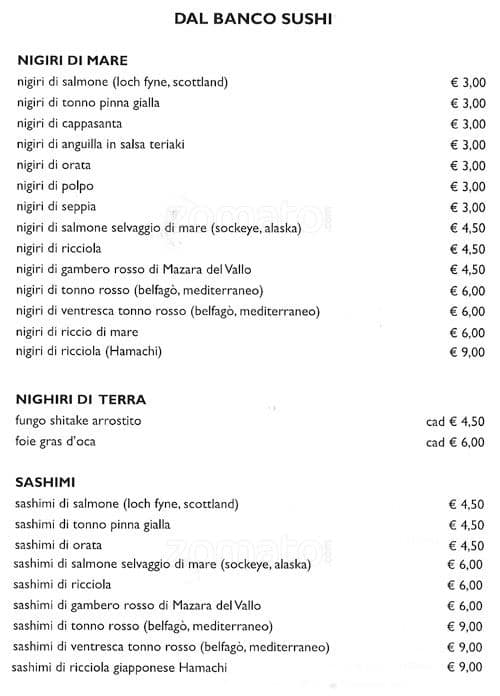 Menu di Spazio Sushi 