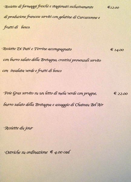 Menu di TIBI Bistrot Provençal 