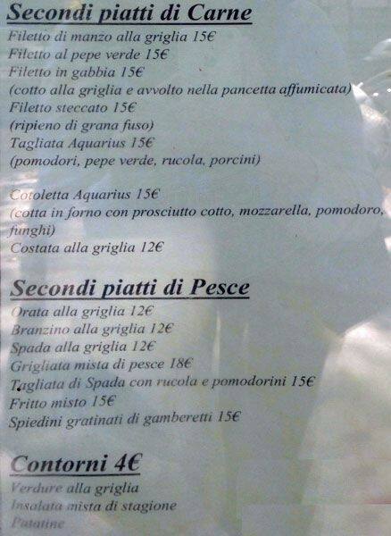 Menu di Aquarius 
