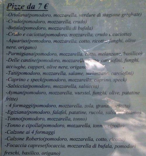 Menu di Aquarius 