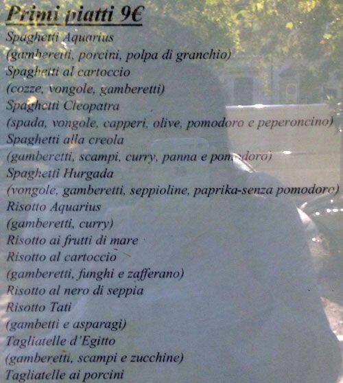 Menu di Aquarius 