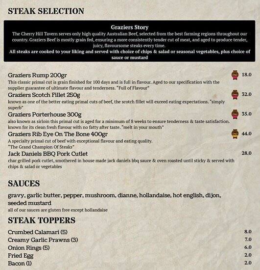 Cherry Hill Tavern Menu, Menu for Cherry Hill Tavern, Doncaster East