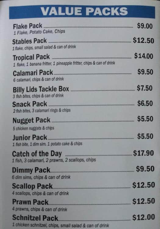 Menu at Rock’n Fish Stables Mill Park fast food, Mill Park