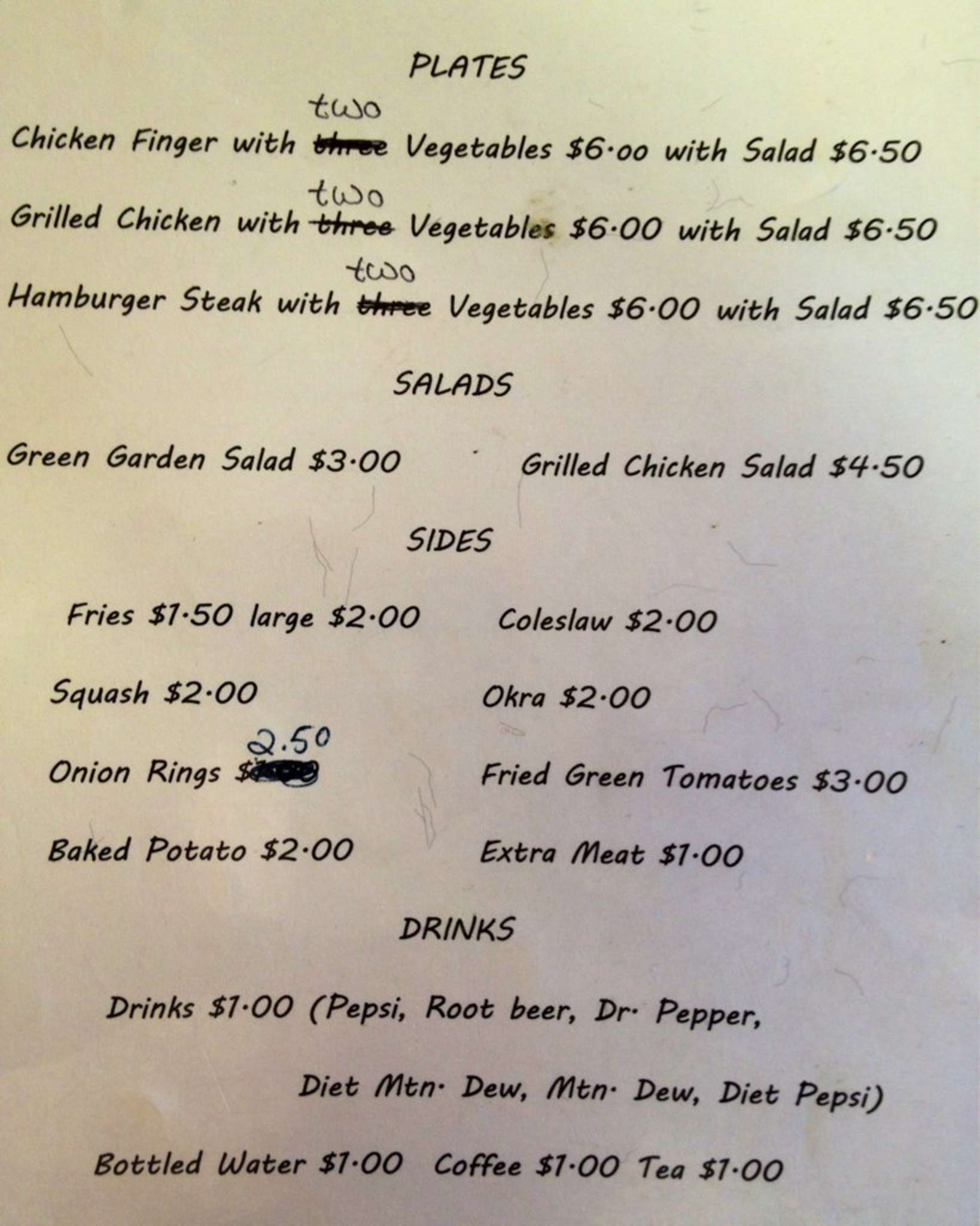 Carta de Triangle Grill