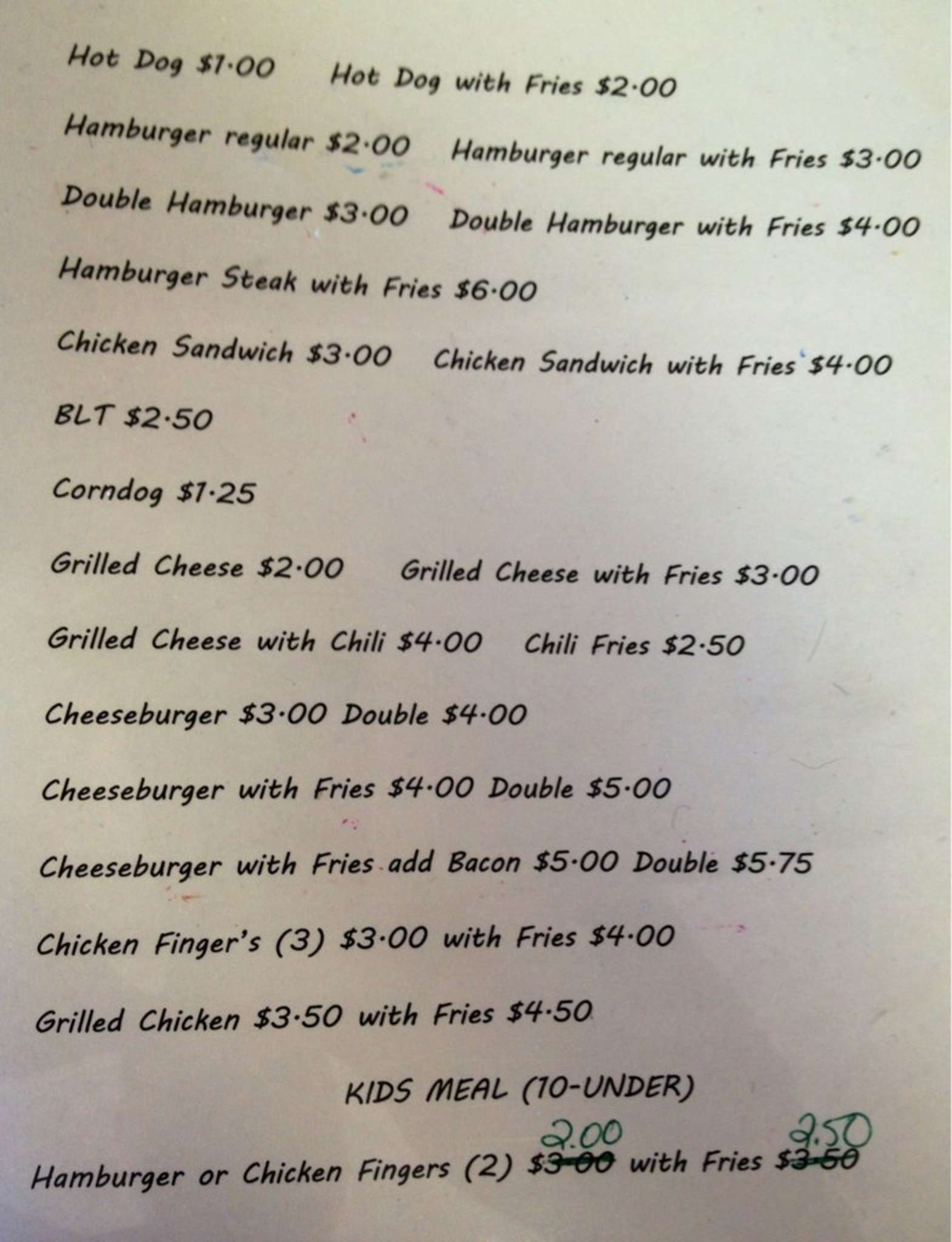 Carta de Triangle Grill