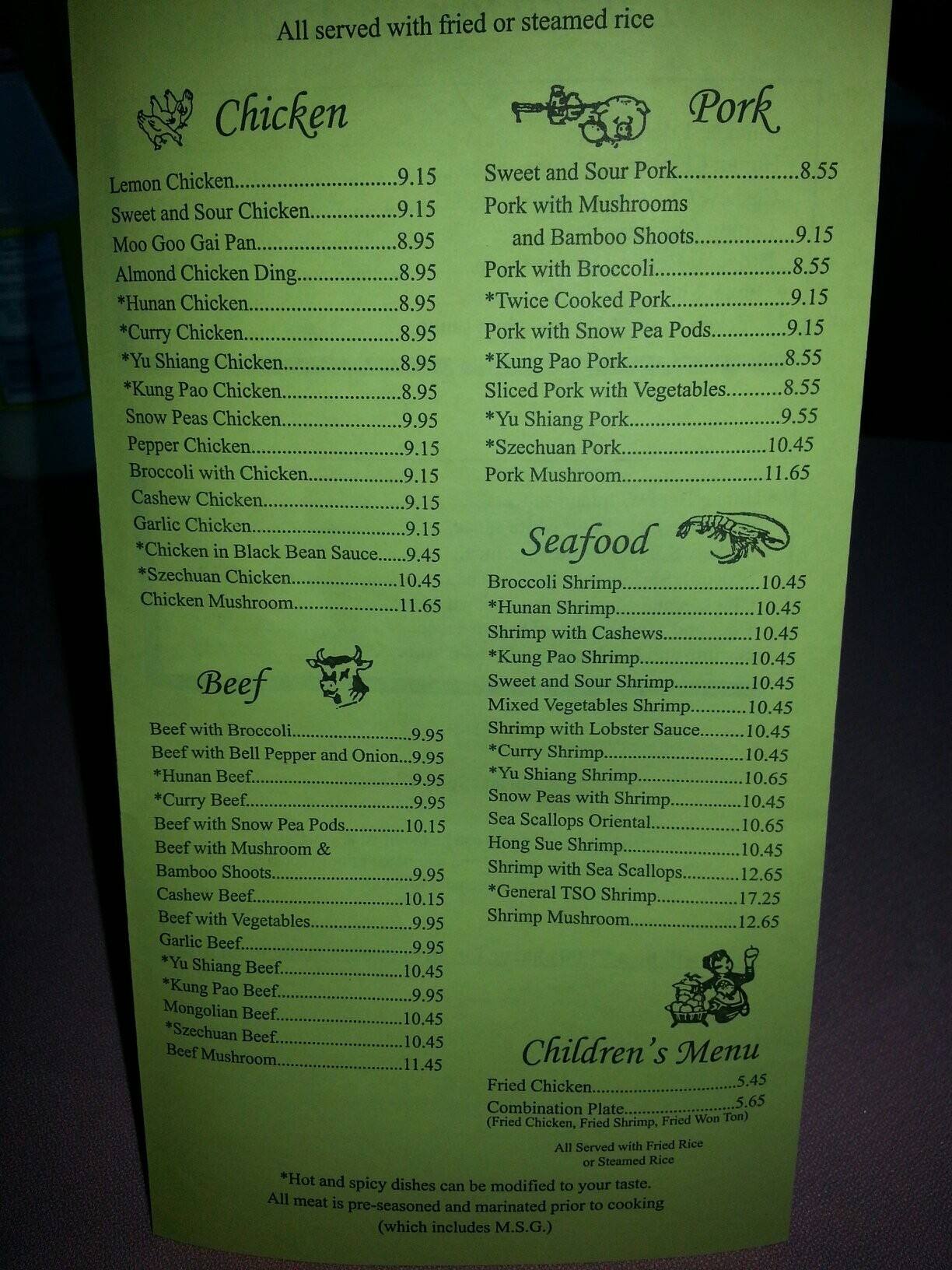 Menu at Golden Crown restaurant, Corpus Christi, S Staples St