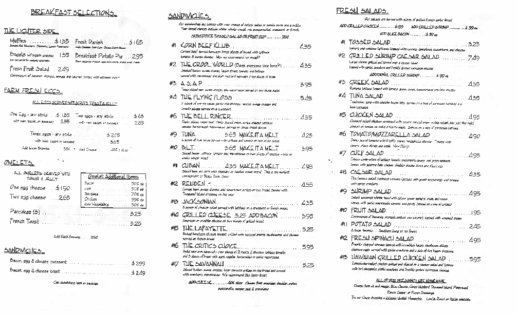 Menu at Gazebo Coffee Shoppe & Deli cafe, Marianna