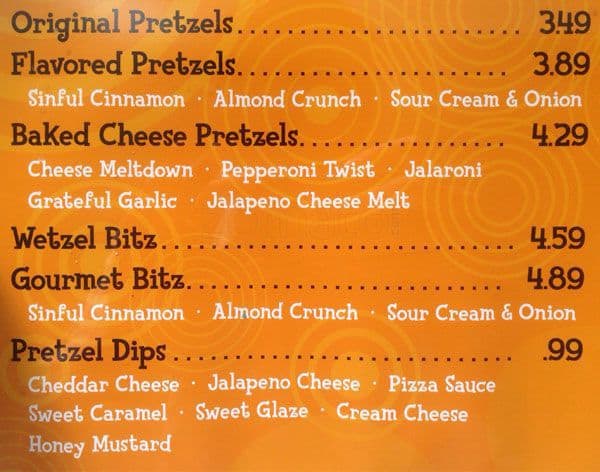 Wetzel S Pretzel Menu Menu For Wetzel S Pretzel Santa