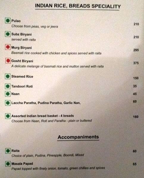 Sheila Restaurant - Hotel Arya menu