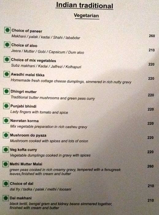 Sheila Restaurant - Hotel Arya menu