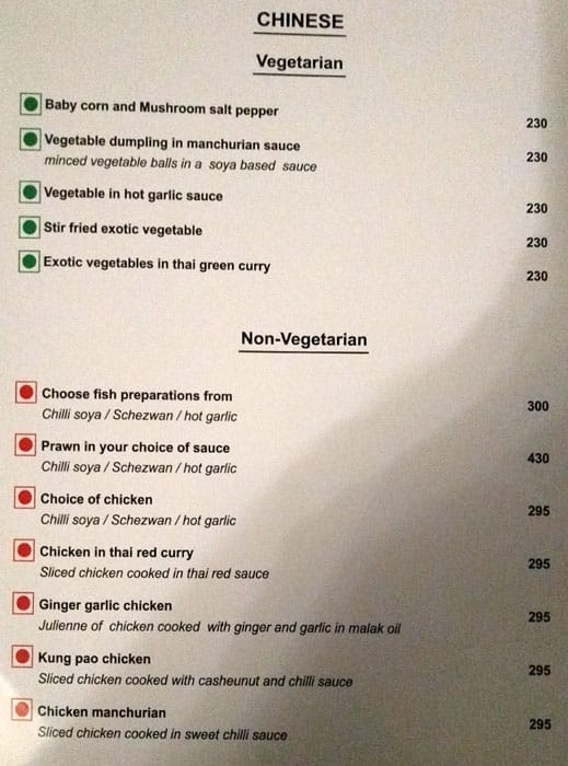 Sheila Restaurant - Hotel Arya menu