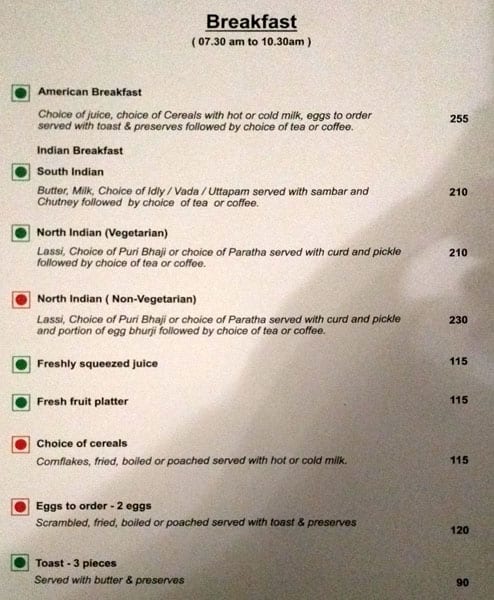 Sheila Restaurant - Hotel Arya menu