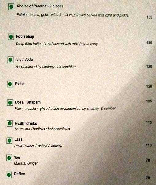 Sheila Restaurant - Hotel Arya menu