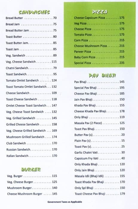 Classic pure veg Andheri East menu