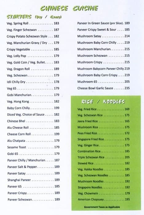 Classic pure veg Andheri East menu