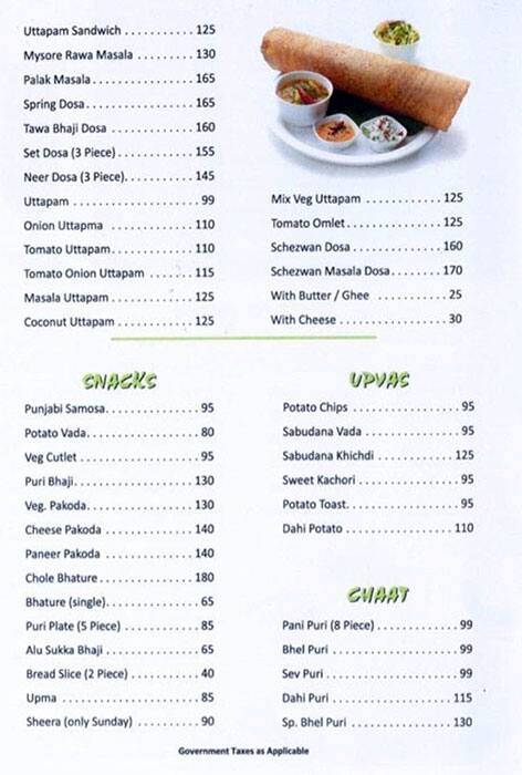 Classic pure veg Andheri East menu