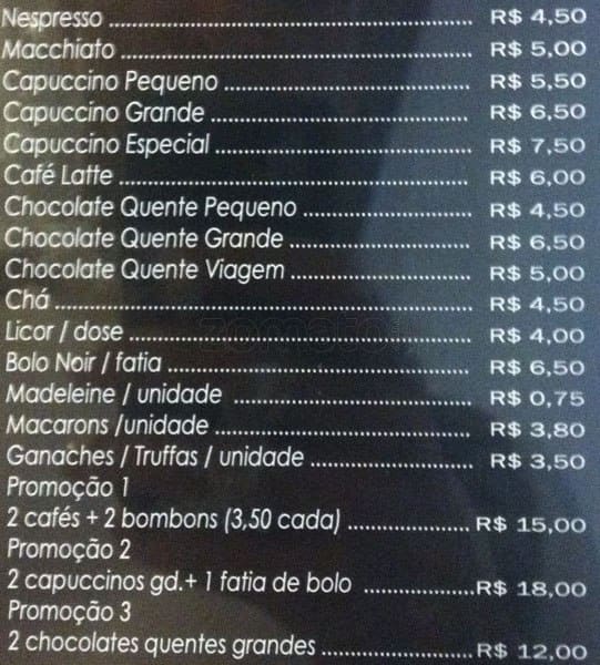 Cacau Noir cardápio