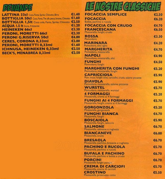 Menu di Pizzamania 