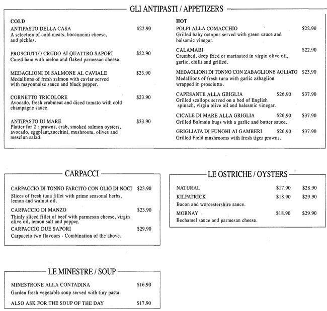 Alfredo Menu, Menu for Alfredo, Circular Quay, Sydney Urbanspoon/Zomato