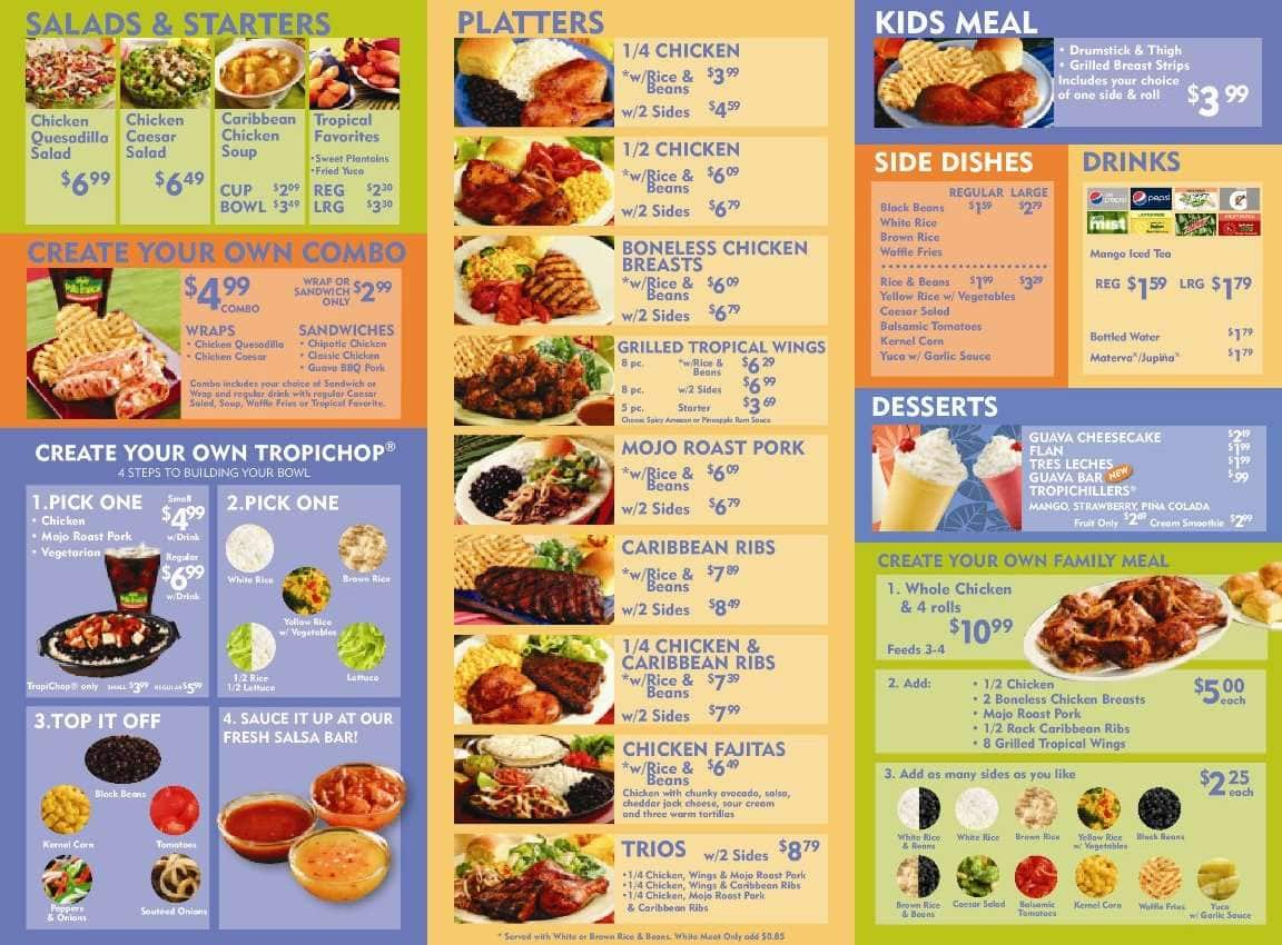 Pollo Tropical Menu, Menu for Pollo Tropical, North Miami/North Miami