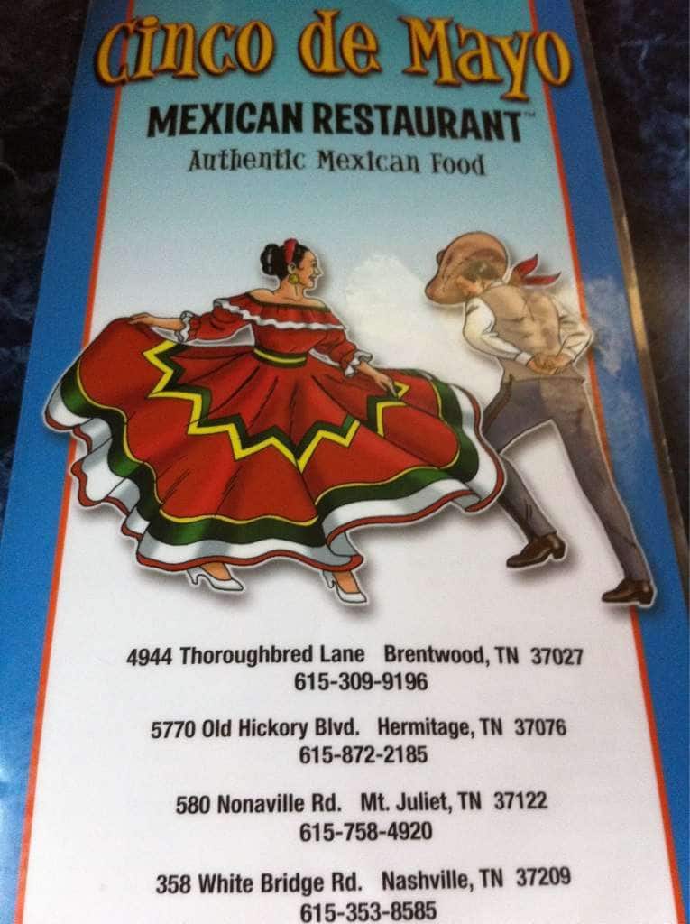 Cinco De Mayo Mexican Restaurant Menu Urbanspoon/Zomato