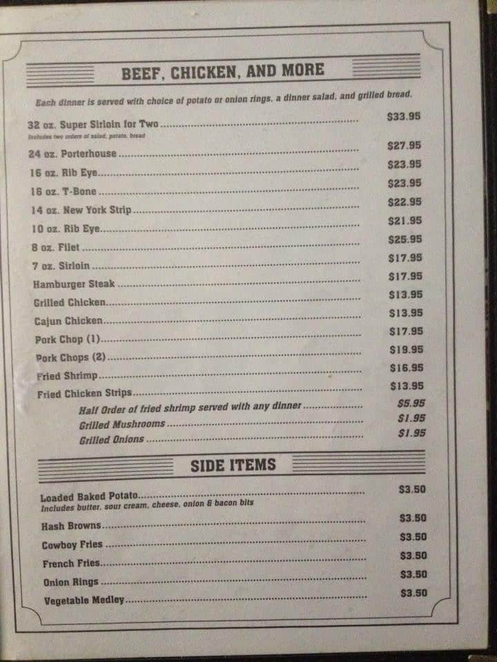 Menu at Horseshoe Restaurant, Hopkinsville