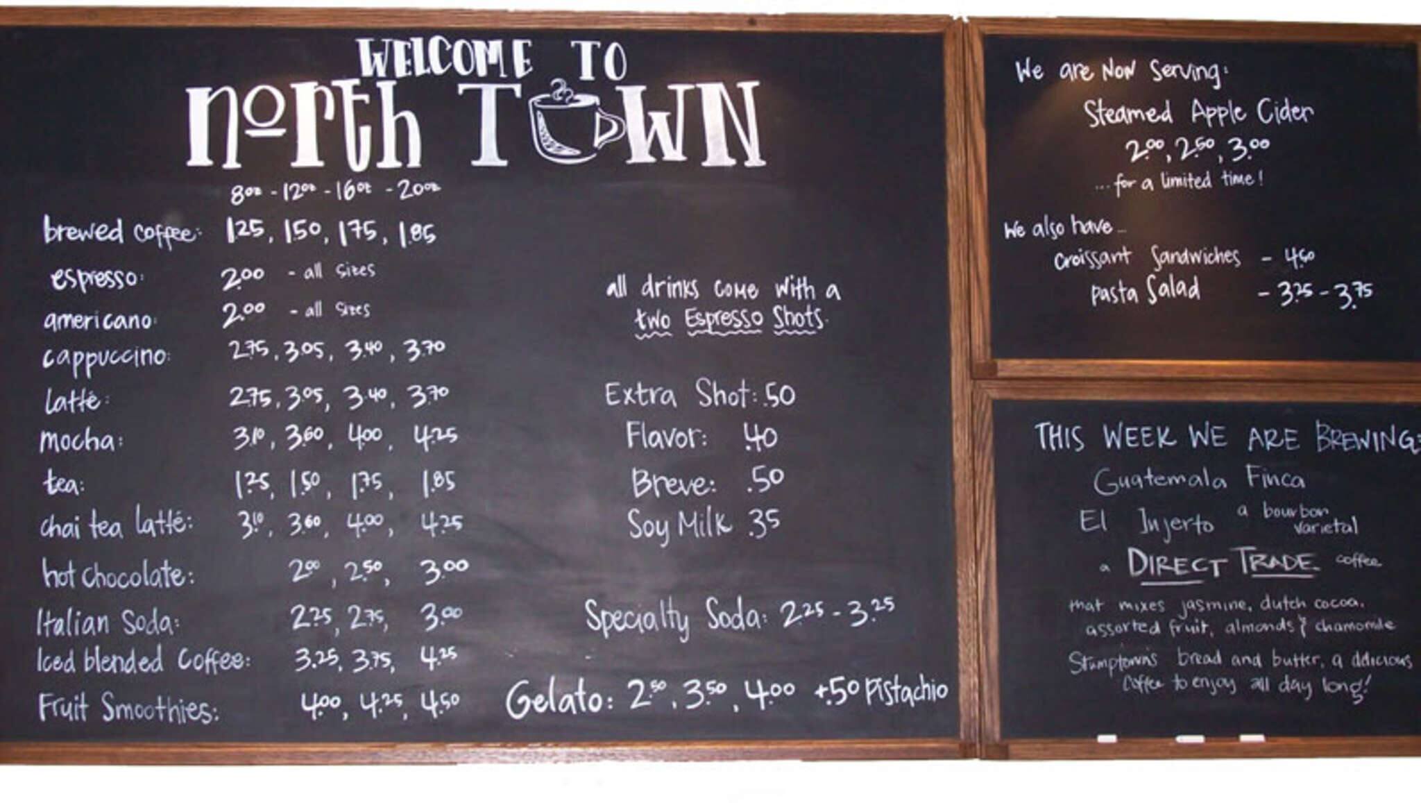 North Town Coffee Menu, Menu podniku North Town Coffee, Yakima, Yakima