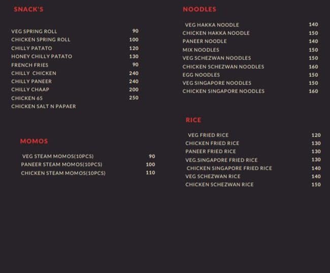 Menu of Spicy Box, Kalkaji, New Delhi