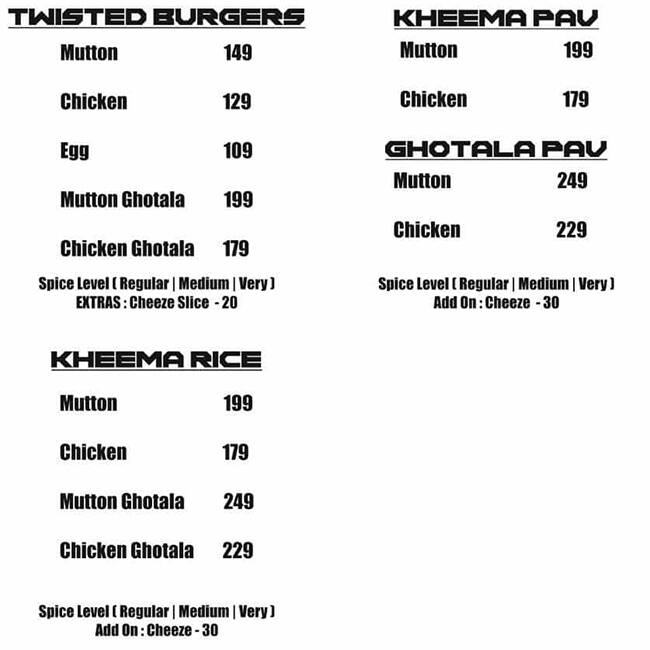 Menu of Kheema Express, Kandivali East, Mumbai