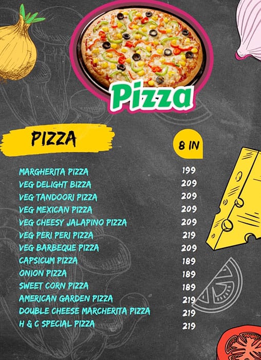 Menu at Picasso cafe, Vadodara