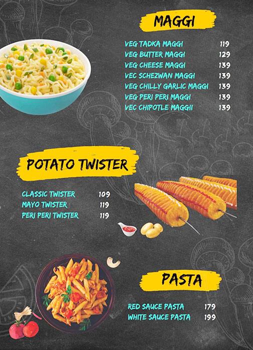 Menu at Picasso cafe, Vadodara