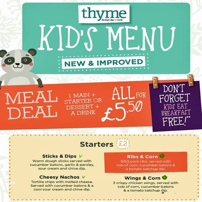 Menu at Thyme Premier Inn Ealing, London