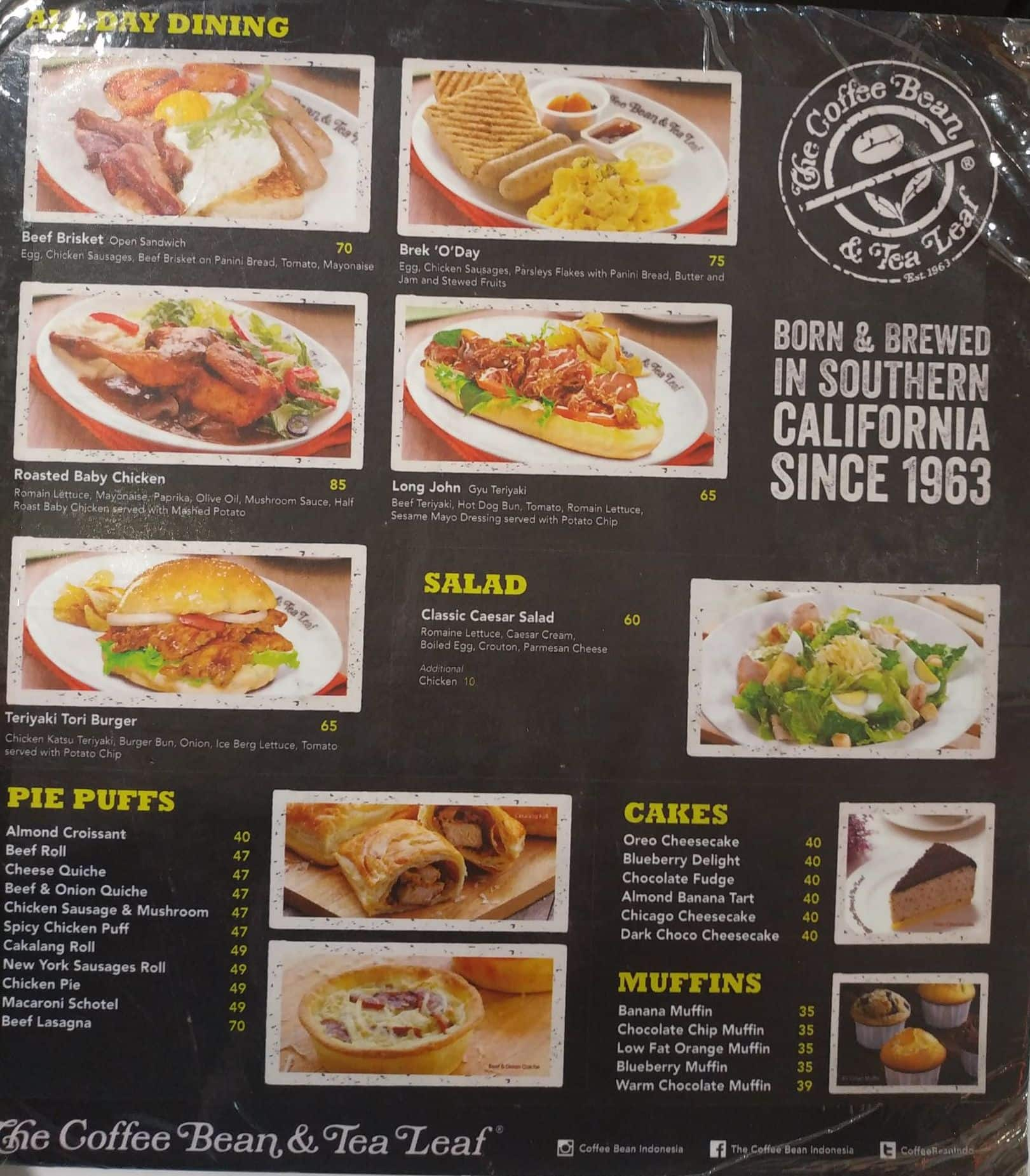 coffee bean food menu