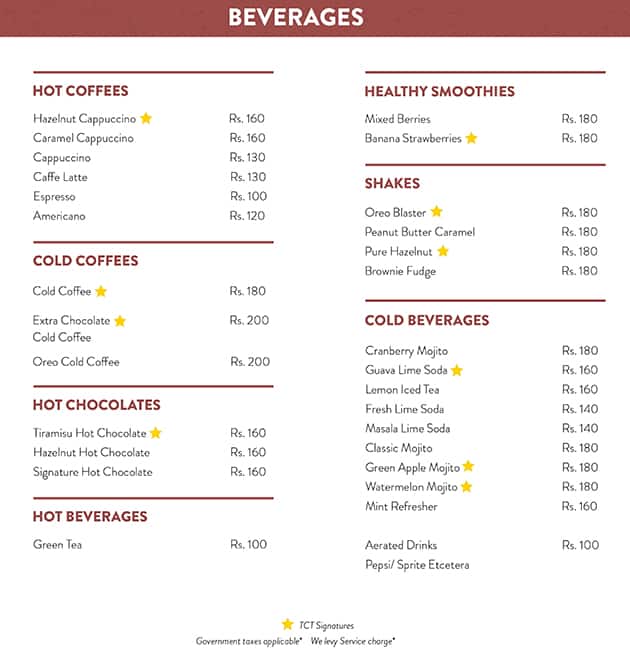 The Cherry Tree Cafe menu