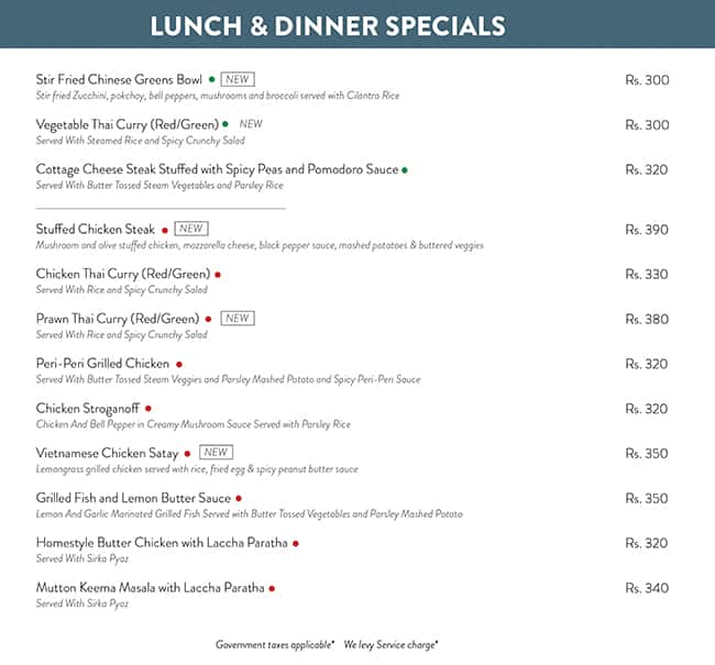 The Cherry Tree Cafe menu