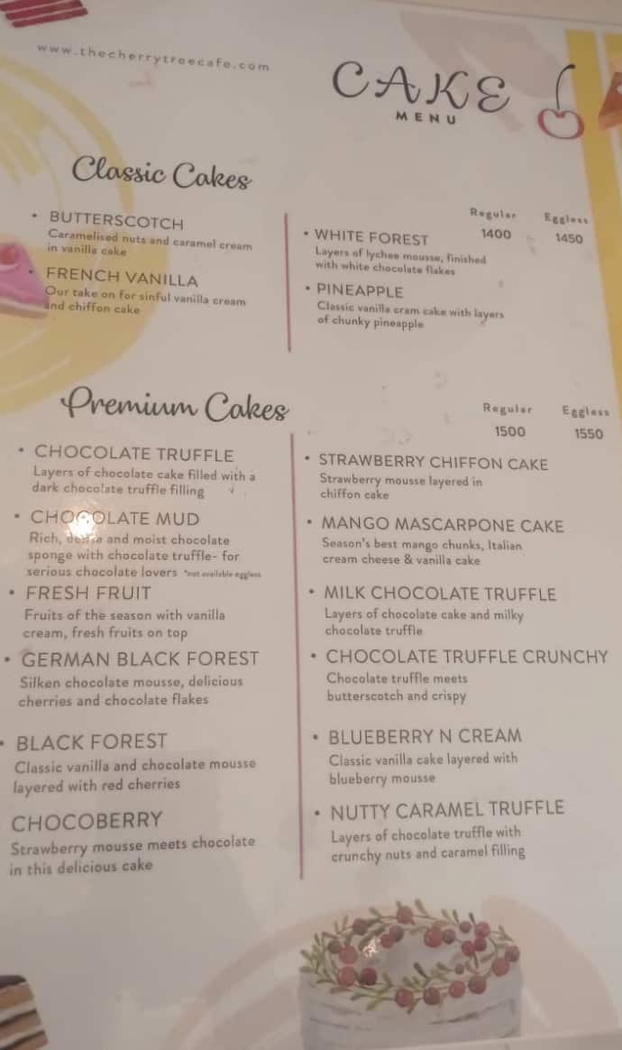 Menu of The Cherry Tree Bakery & Cafe, Nirala Nagar, Lucknow