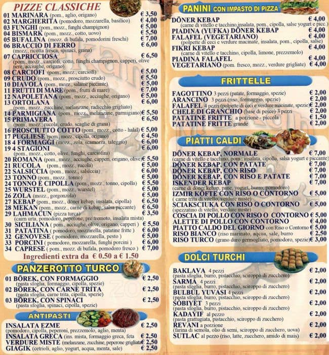 Menu di Mekan Kebap 