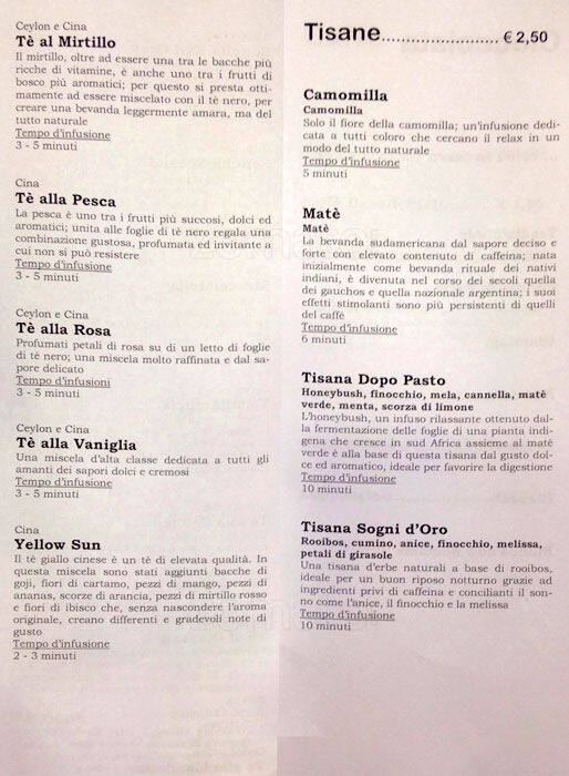 Torrefazione Adriatica F.lli Bertini Roma Speisekarte