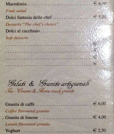Universal Cafe Speisekarte
