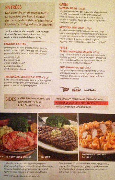 Lista Menu Di Natale.Hard Rock Cafe Menu Menu For Hard Rock Cafe Veneto Roma